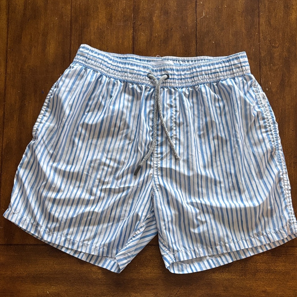 Vintage Summer Blue and White Striped Men's lightweight Shorts